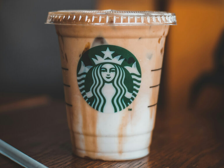 Image shows a cup of Starbucks iced coffee.